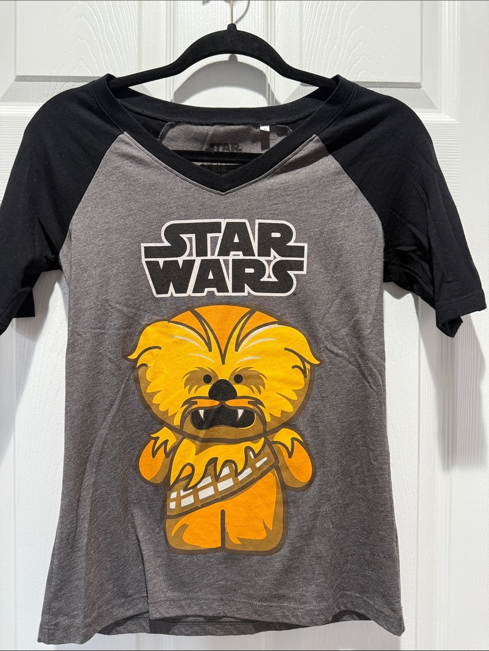 Star Wars Womens Tee in Gray, Black & Yellow - Chewbacca Graphic